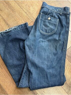 American Eagle Bootcut Jeans Size 14 Medium Wash Raw Hem Denim